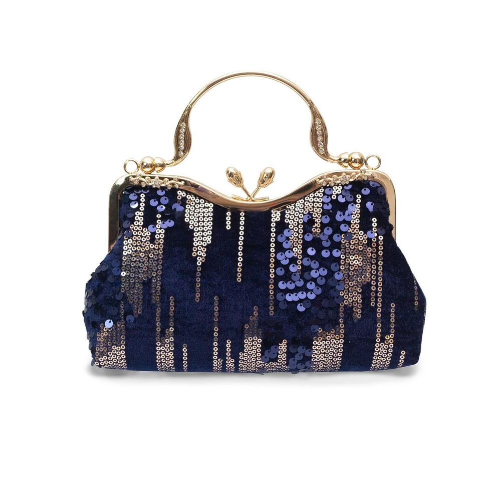Vintage 1920S Evening Bag Velvet Clutch Bag Sparkly Sequin Handbag :)